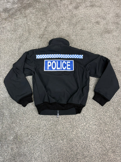 Ex Police Black Soft Shell Fleece Jacket X SMALL - BADGED Security Patrol TV Film