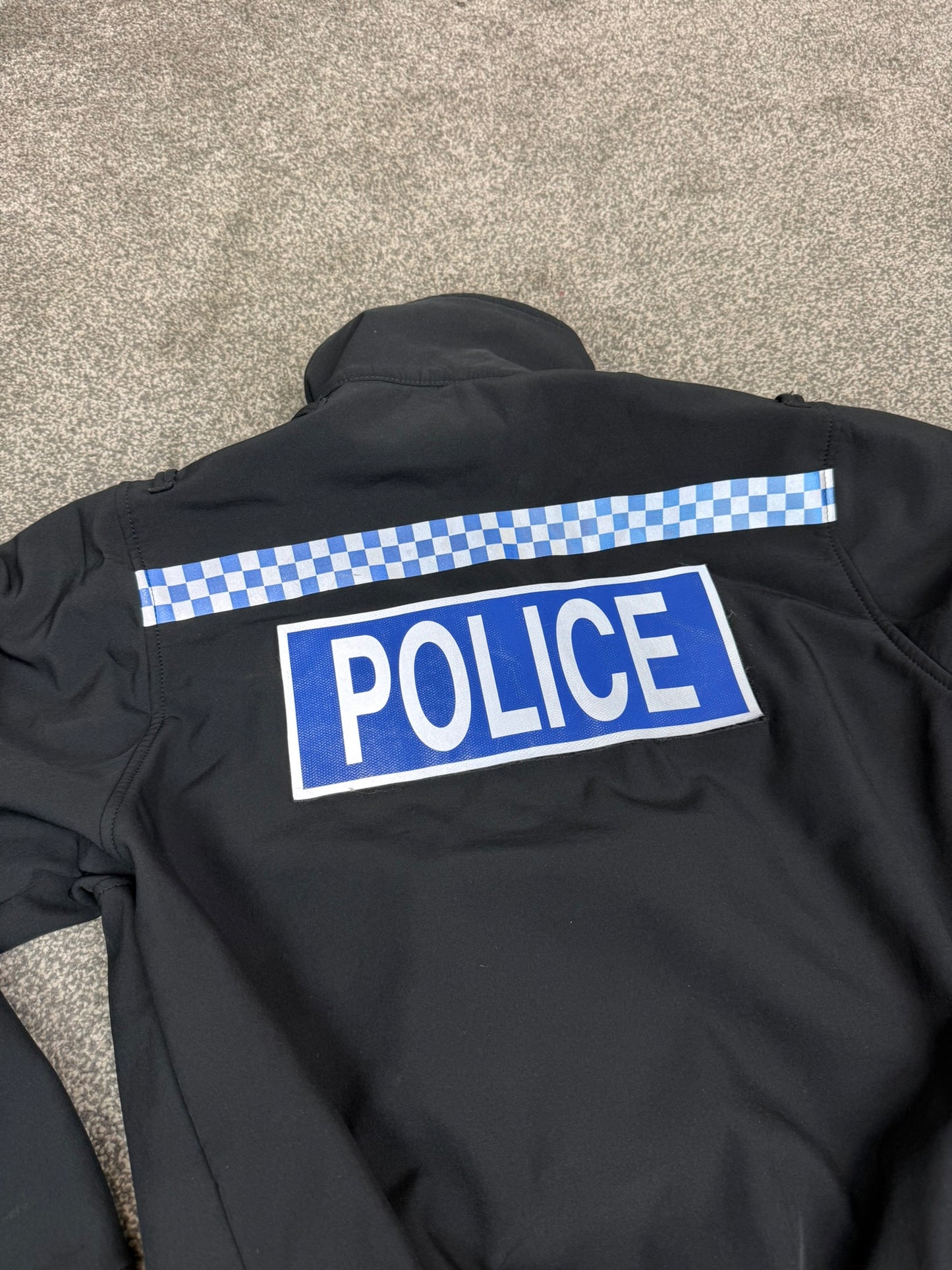 Ex Police Black Soft Shell Fleece Jacket X SMALL - BADGED Security Patrol TV Film