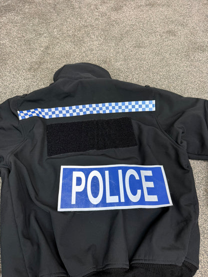 Ex Police Black Soft Shell Fleece Jacket X SMALL - BADGED Security Patrol TV Film