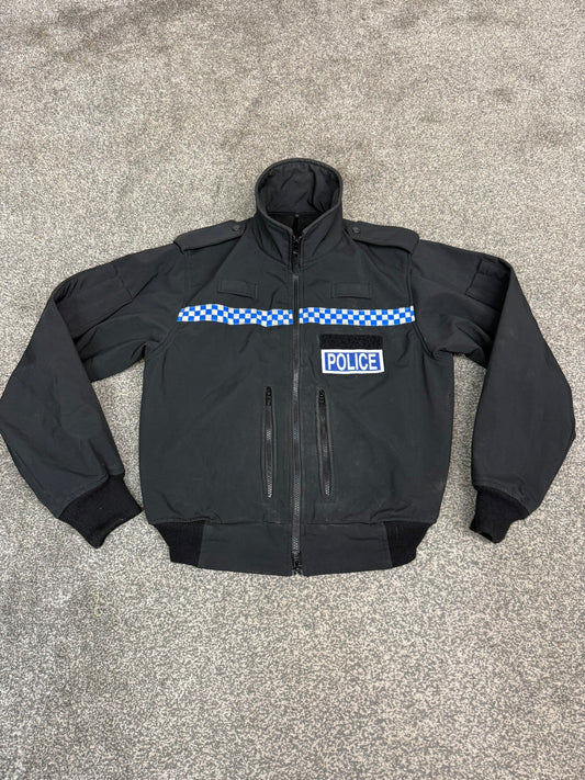 Ex Police Black Soft Shell Fleece Jacket SMALL - BADGED Security Patrol TV Film