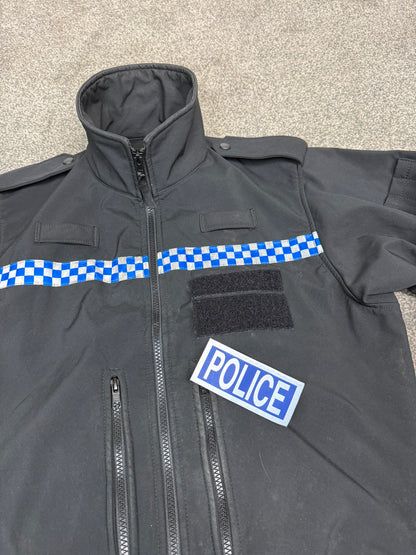 Ex Police Black Soft Shell Fleece Jacket SMALL - BADGED Security Patrol TV Film