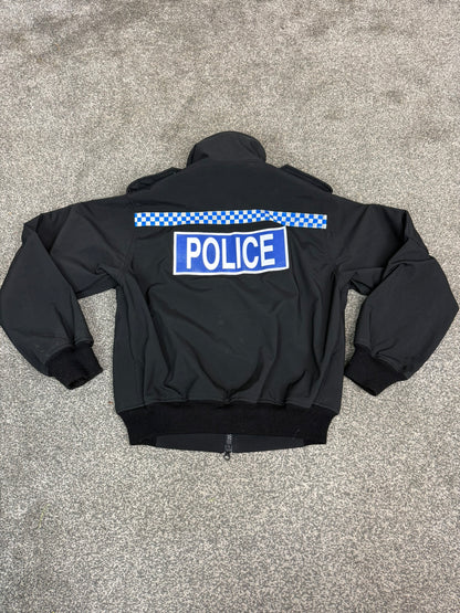 Ex Police Black Soft Shell Fleece Jacket SMALL - BADGED Security Patrol TV Film
