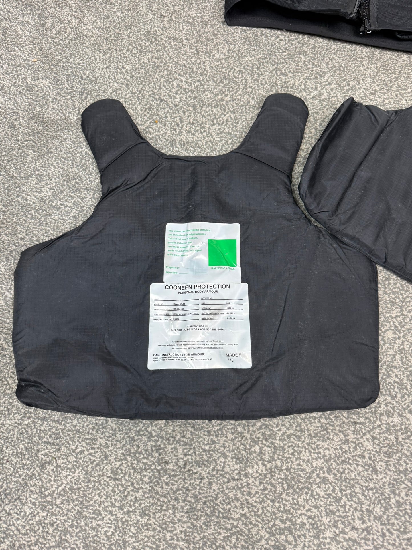 Ex Police Cooneen Body Armour Stab Vest SMALL Anti Stab & Ballistic HG1A & KR1