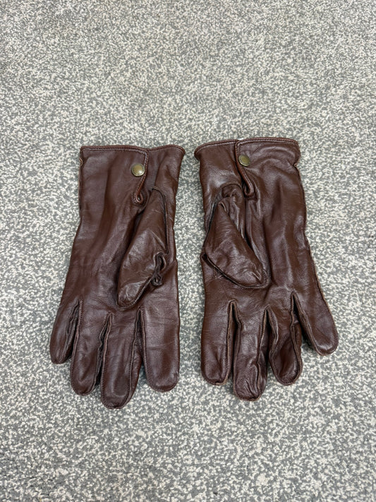 Ex Police Southcombe Brown Leather Gloves Slash Resistant Lining Size 10