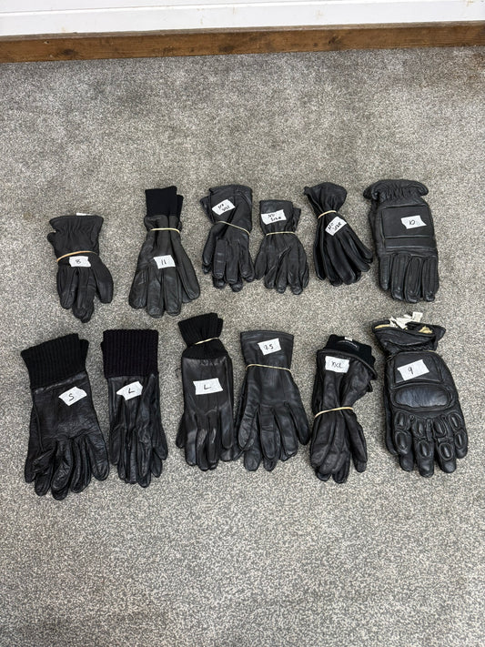12x Ex Police Black Leather Gloves Job Lot Bundle Security Work Glove