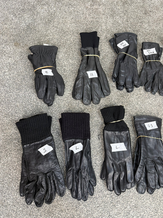 12x Ex Police Black Leather Gloves Job Lot Bundle Security Work Glove