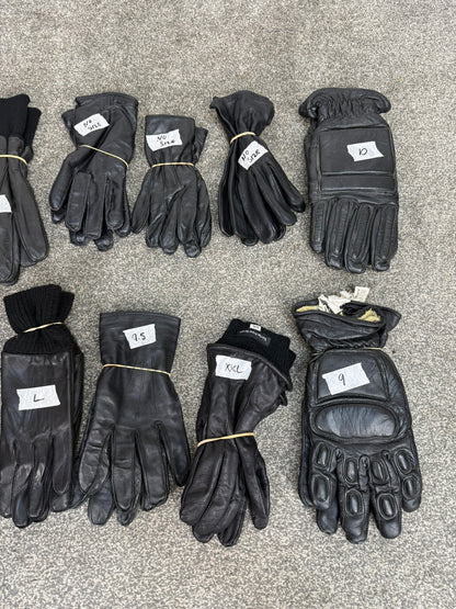 12x Ex Police Black Leather Gloves Job Lot Bundle Security Work Glove