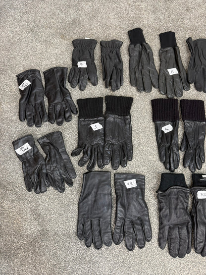 12x Ex Police Black Leather Gloves Job Lot Bundle Security Work Glove