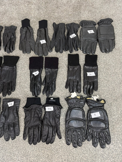 12x Ex Police Black Leather Gloves Job Lot Bundle Security Work Glove
