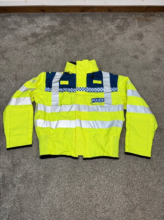 Ex Police Blue & Hi Vis Waterproof Bomber Jacket BADGED - Medium Collector Display Film / TV