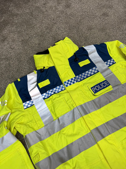 Ex Police Blue & Hi Vis Waterproof Bomber Jacket BADGED - Medium Collector Display Film / TV