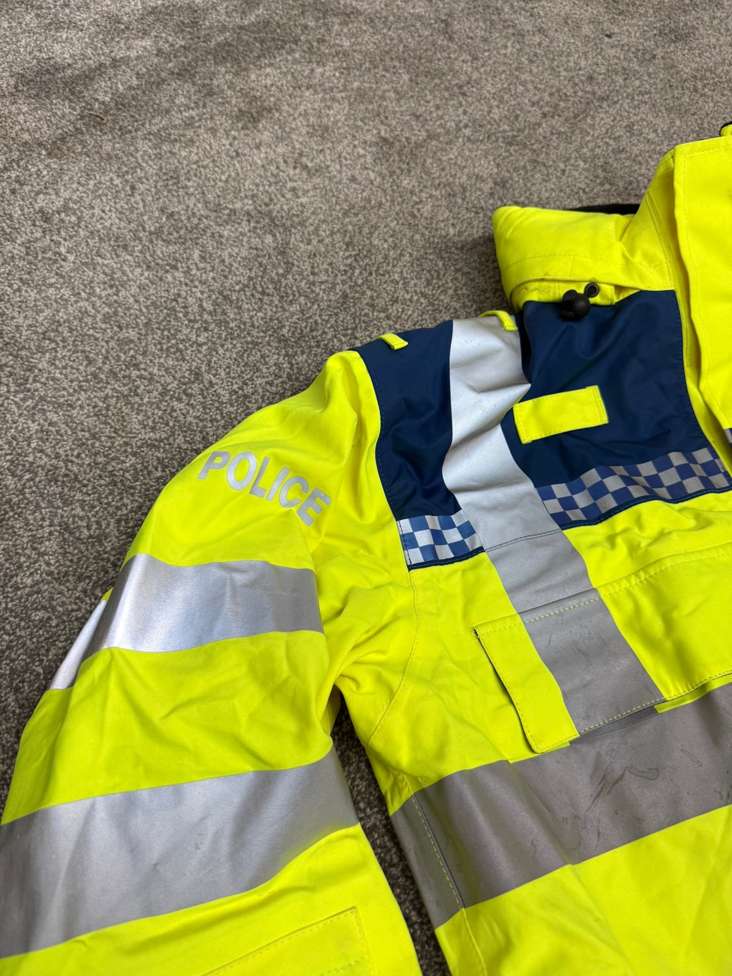 Ex Police Blue & Hi Vis Waterproof Bomber Jacket BADGED - Medium Collector Display Film / TV