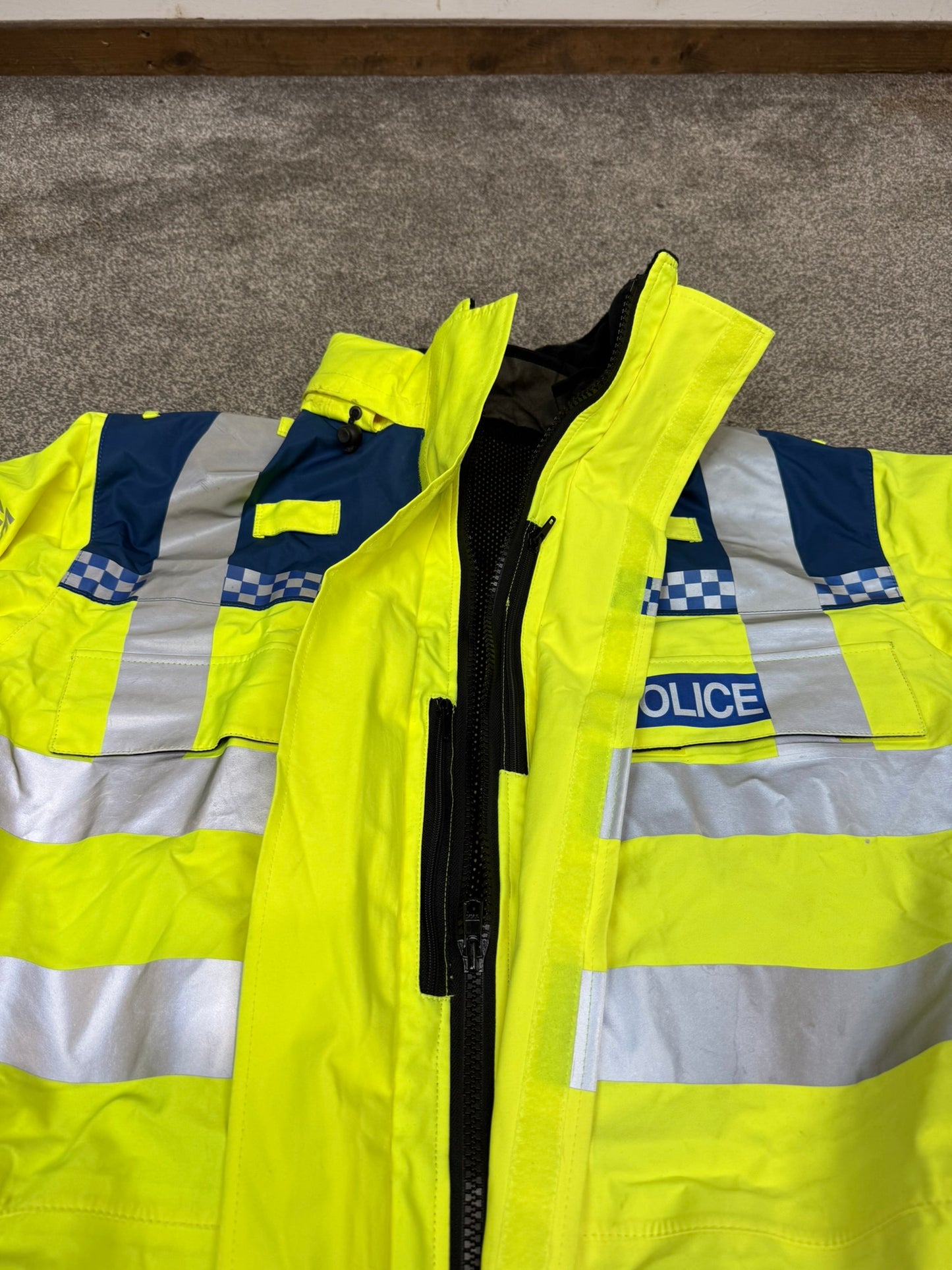 Ex Police Blue & Hi Vis Waterproof Bomber Jacket BADGED - Medium Collector Display Film / TV