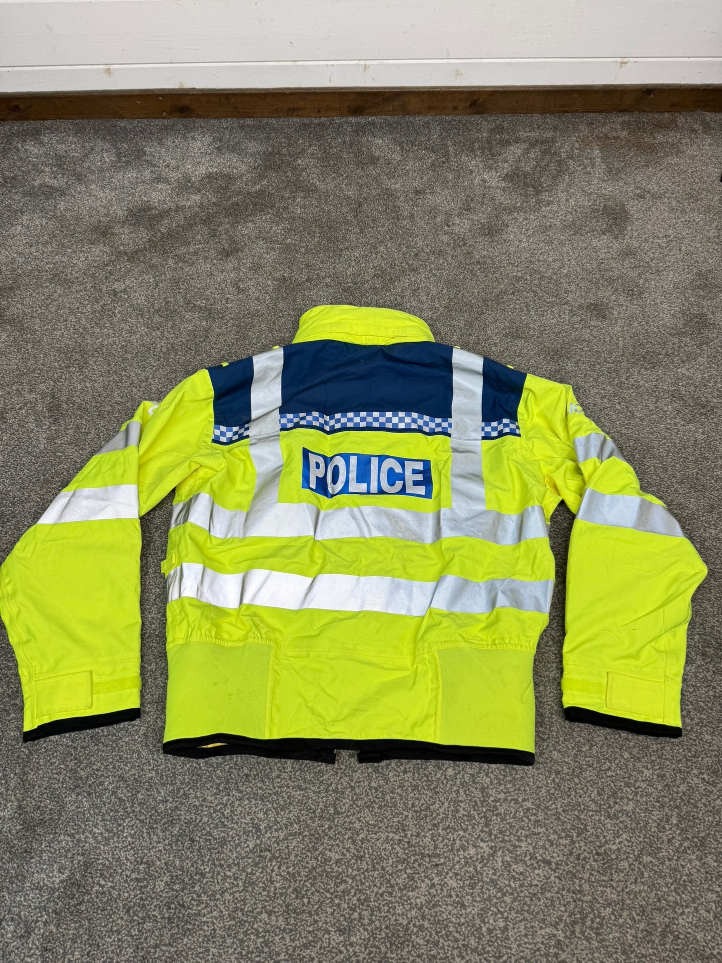 Ex Police Blue & Hi Vis Waterproof Bomber Jacket BADGED - Medium Collector Display Film / TV