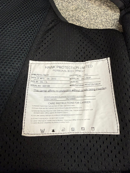 Ex Police Hawk Body Armour Vest VGC Anti Stab & Ballistic HG1A & KR1 - MEDIUM