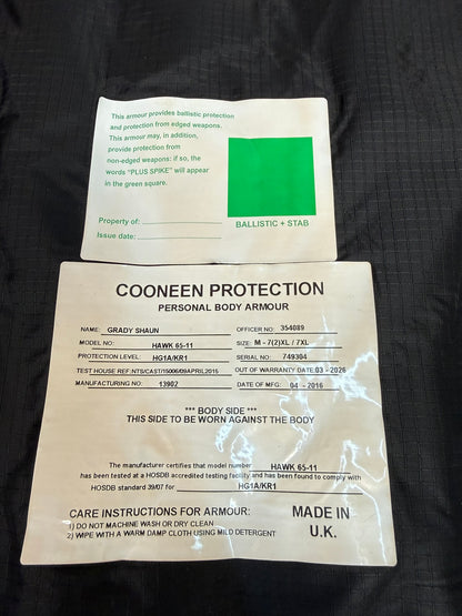 Ex Police Cooneen Body Armour Vest & Bag XX LRG - VGC Anti Stab & Ballistic HG1A & KR1