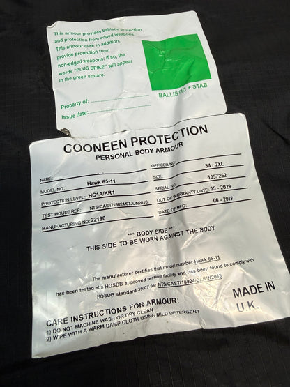 Ex Police Cooneen Body Armour Stab Vest MEDIUM - Anti Stab & Ballistic HG1A & KR1