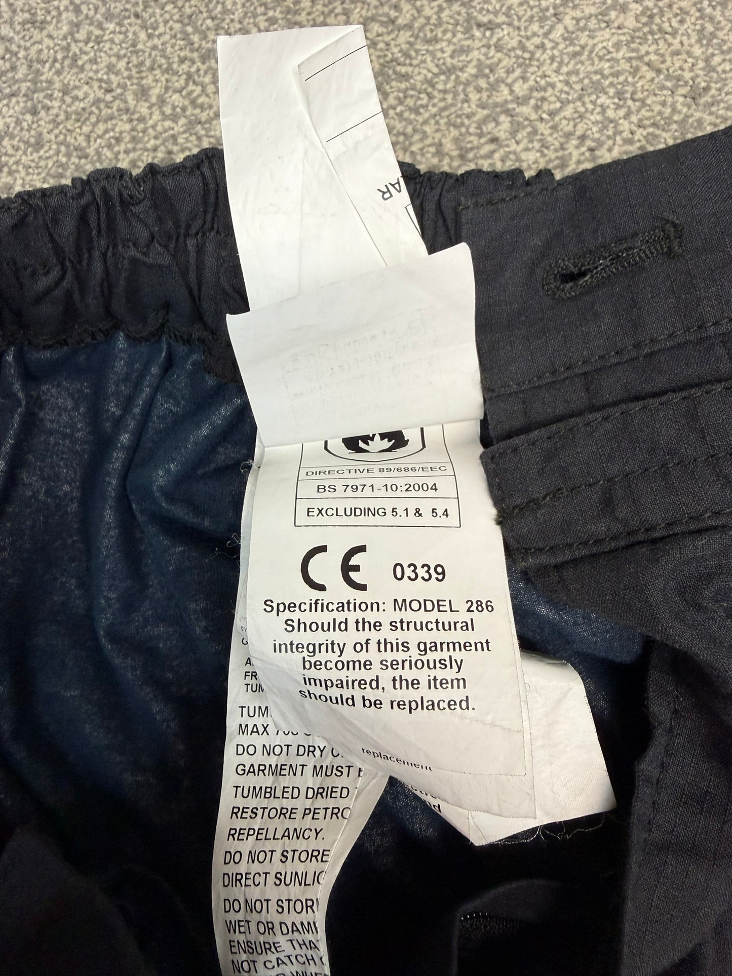 Ex Police Flame Retardant Riot Trousers Lined Overall Coverall Part of 2 Piece