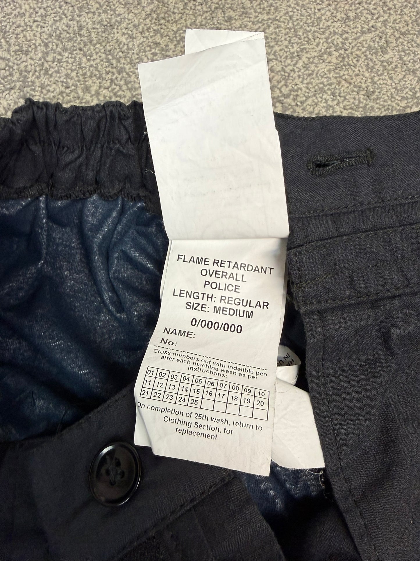 Ex Police Flame Retardant Riot Trousers Lined Overall Coverall Part of 2 Piece