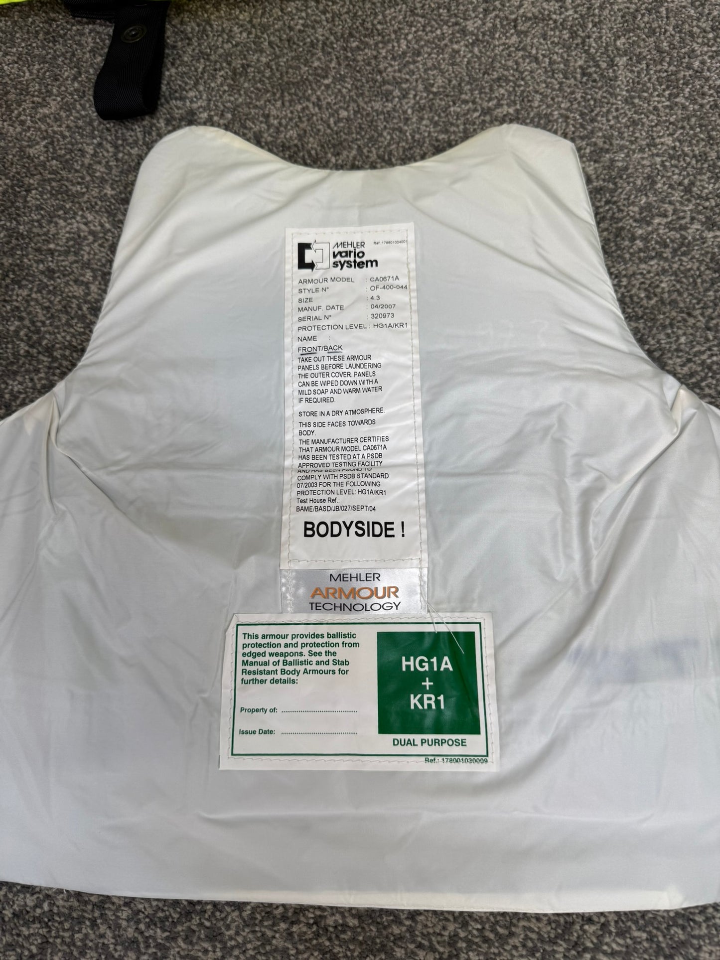 Ex Police Mehler Body Armour Vest SML-MED Anti Stab & Ballistic HG1A & KR1 Security