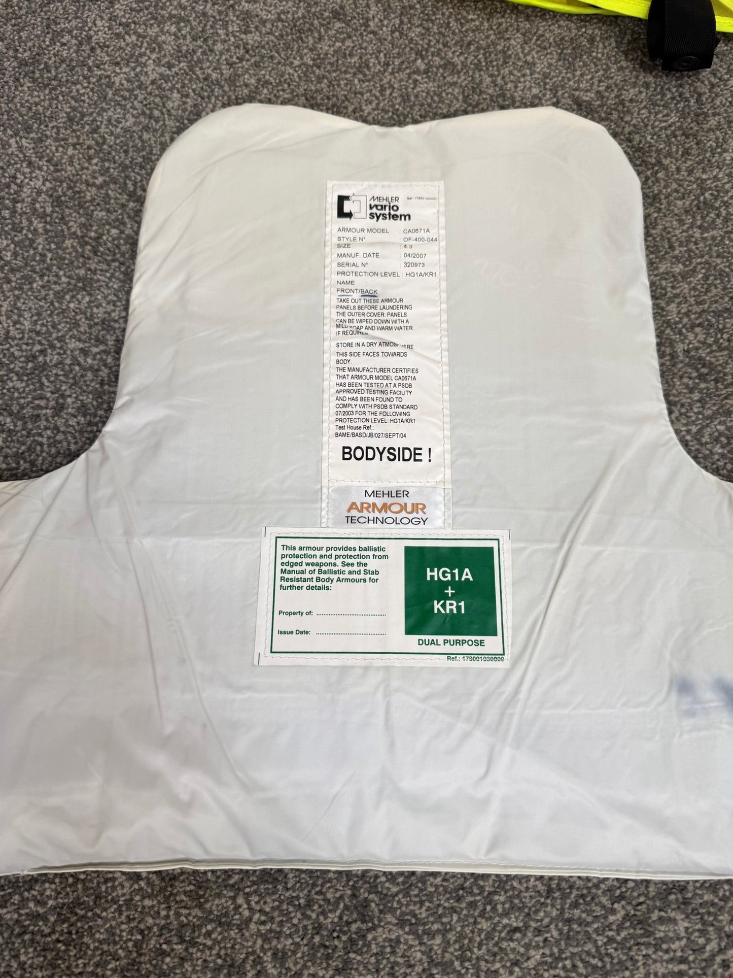 Ex Police Mehler Body Armour Vest SML-MED Anti Stab & Ballistic HG1A & KR1 Security