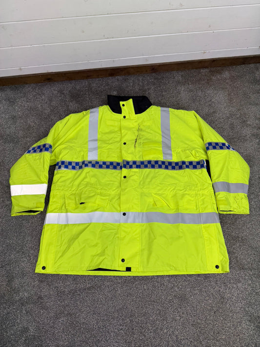 Ex Police Hi-Vis Waterproof Jacket Coat XXXL Quilted Liner Security Riding Work Jacket