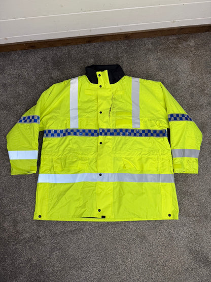 Ex Police Hi-Vis Waterproof Jacket Coat XXXL Quilted Liner Security Riding Work Jacket