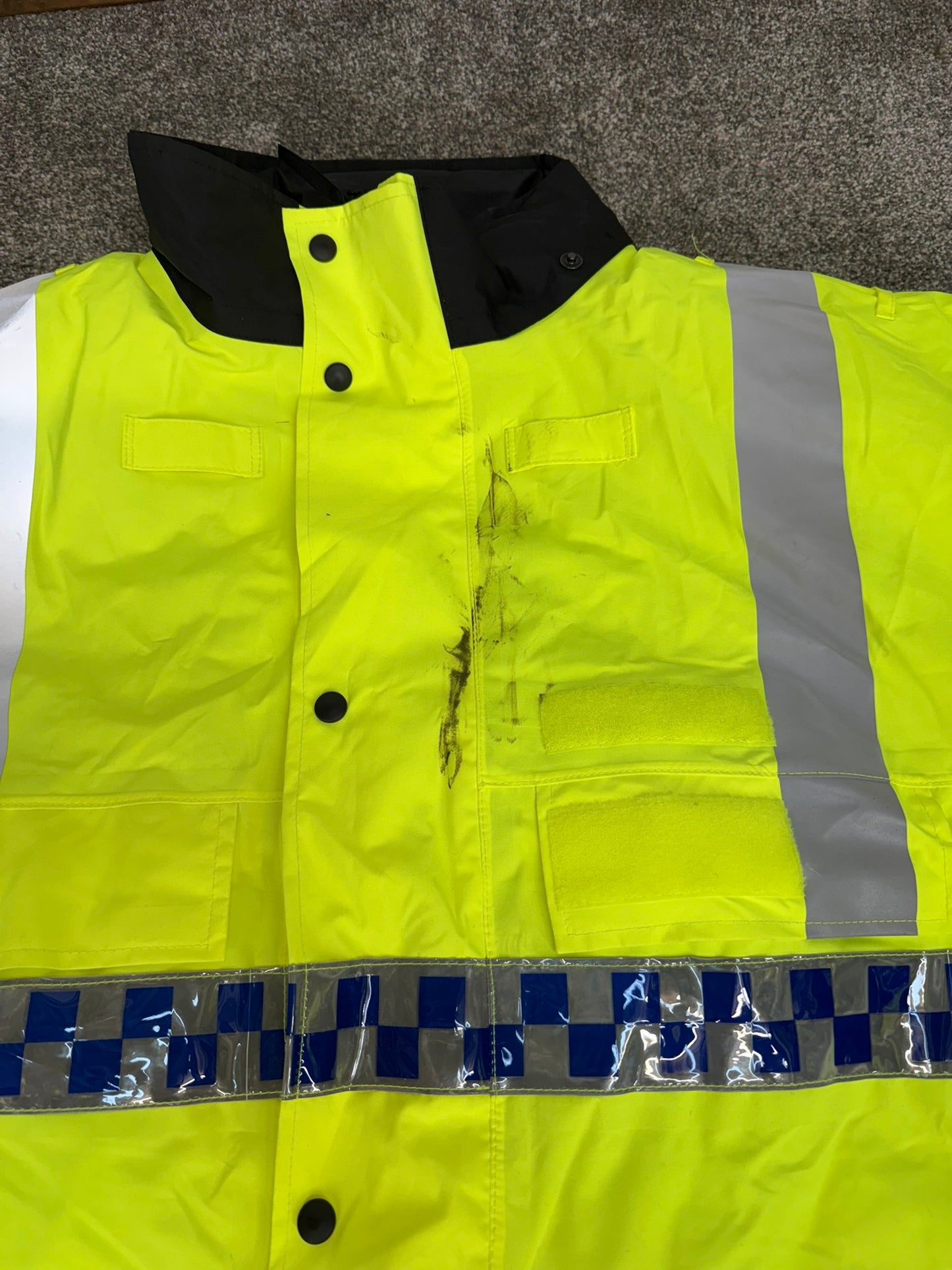 Ex Police Hi-Vis Waterproof Jacket Coat XXXL Quilted Liner Security Riding Work Jacket