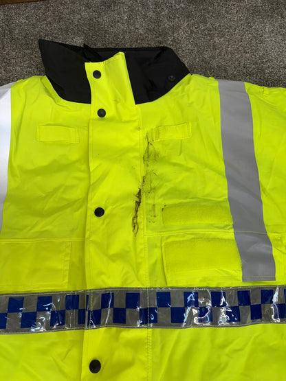 Ex Police Hi-Vis Waterproof Jacket Coat XXXL Quilted Liner Security Riding Work Jacket