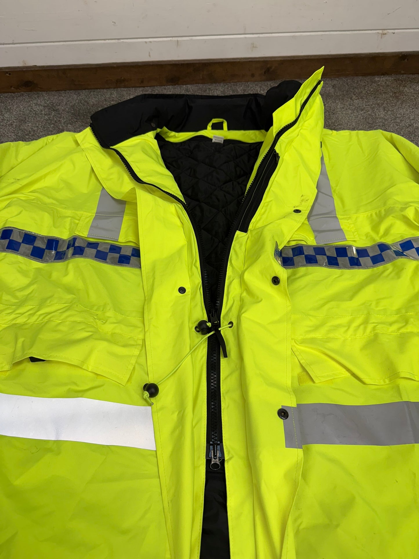 Ex Police Hi-Vis Waterproof Jacket Coat XXXL Quilted Liner Security Riding Work Jacket
