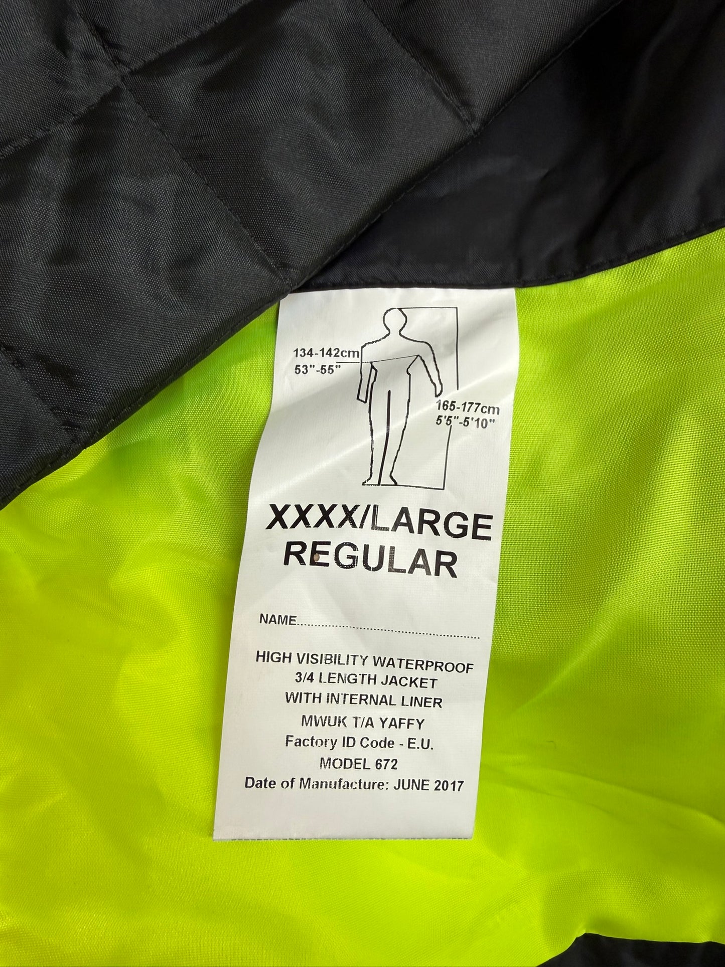 Ex Police Hi-Vis Waterproof Jacket Coat XXXL Quilted Liner Security Riding Work Jacket
