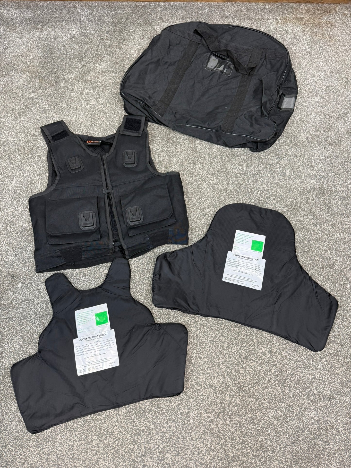Ex Police Cooneen Body Armour Stab Vest MEDIUM Anti Stab & Ballistic HG1A & KR1 + Bag