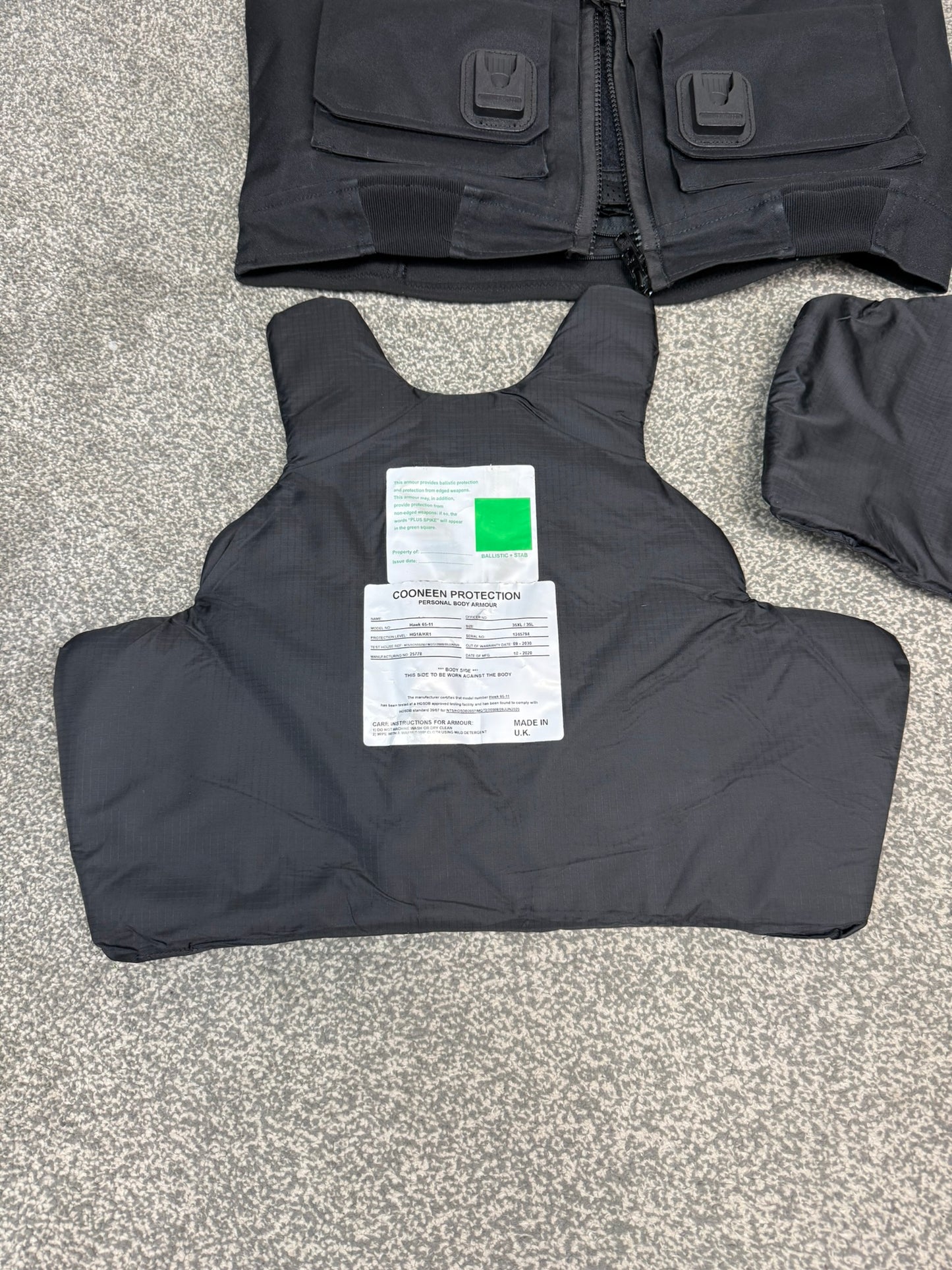 Ex Police Cooneen Body Armour Stab Vest MEDIUM Anti Stab & Ballistic HG1A & KR1 + Bag
