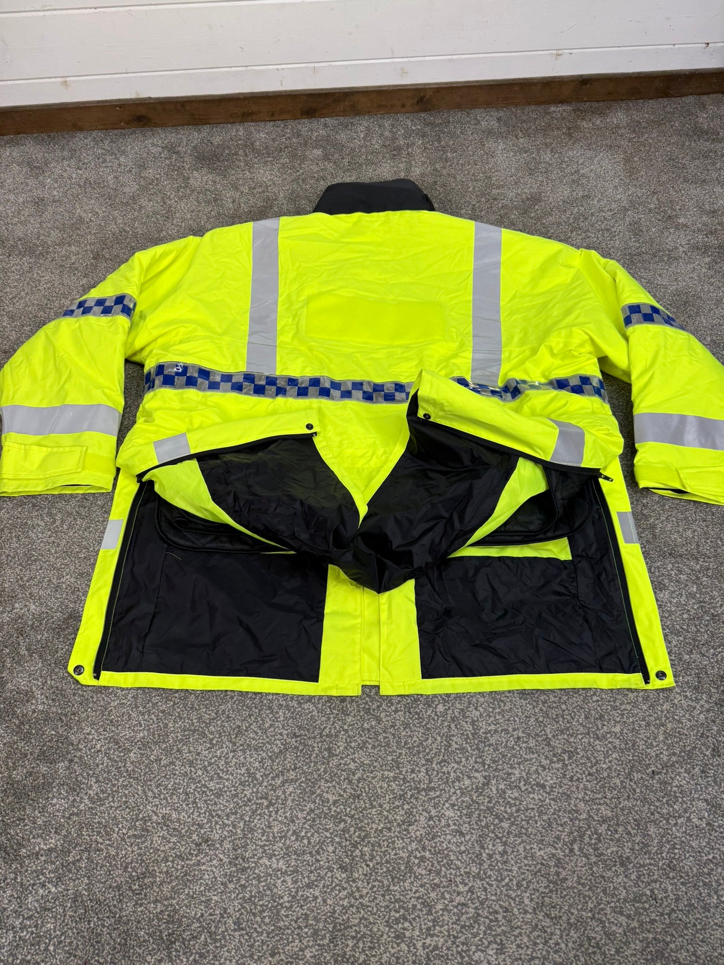 Ex Police Hi-Vis Waterproof Jacket Coat XXXL Quilted Liner Security Riding Work Jacket