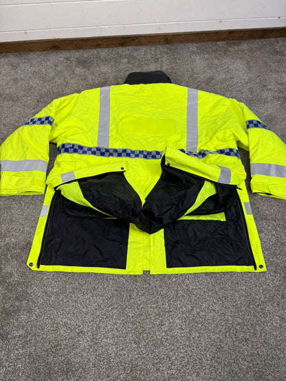 Ex Police Hi-Vis Waterproof Jacket Coat XXXL Quilted Liner Security Riding Work Jacket