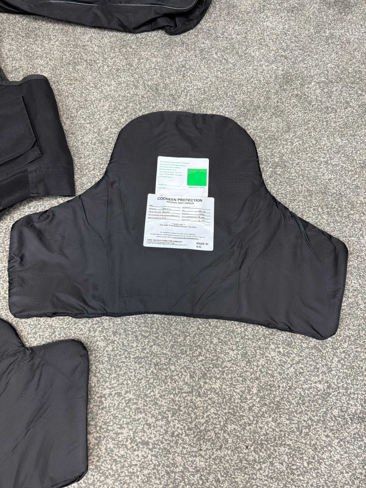 Ex Police Cooneen Body Armour Stab Vest MEDIUM Anti Stab & Ballistic HG1A & KR1 + Bag