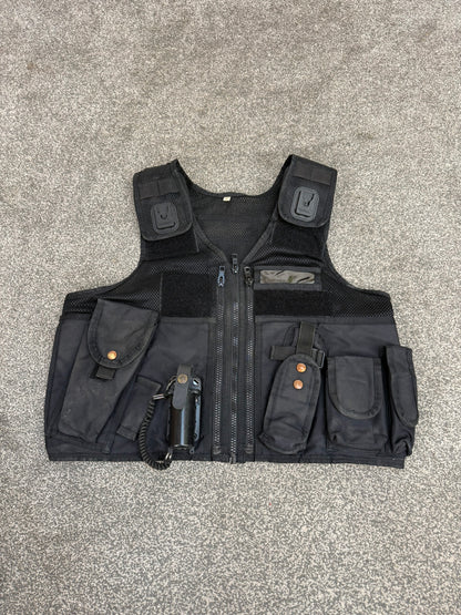 Black Arktis Tac Vest Ex Police Utility Vest & Pouches Security Airsoft - MEDIUM