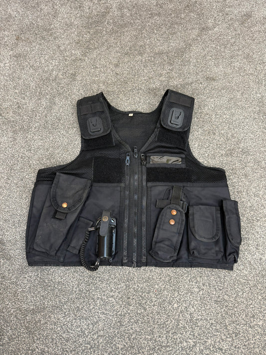 Black Arktis Tac Vest Ex Police Utility Vest & Pouches Security Airsoft - MEDIUM