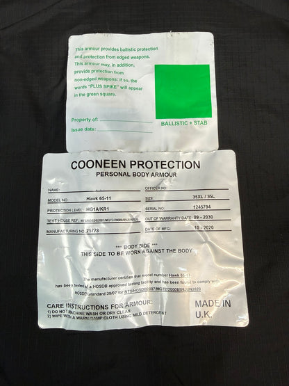 Ex Police Cooneen Body Armour Stab Vest MEDIUM Anti Stab & Ballistic HG1A & KR1 + Bag