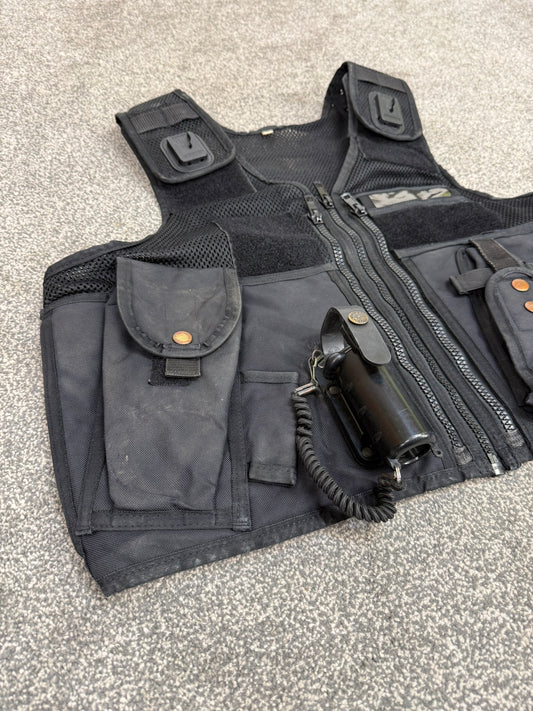 Black Arktis Tac Vest Ex Police Utility Vest & Pouches Security Airsoft - MEDIUM