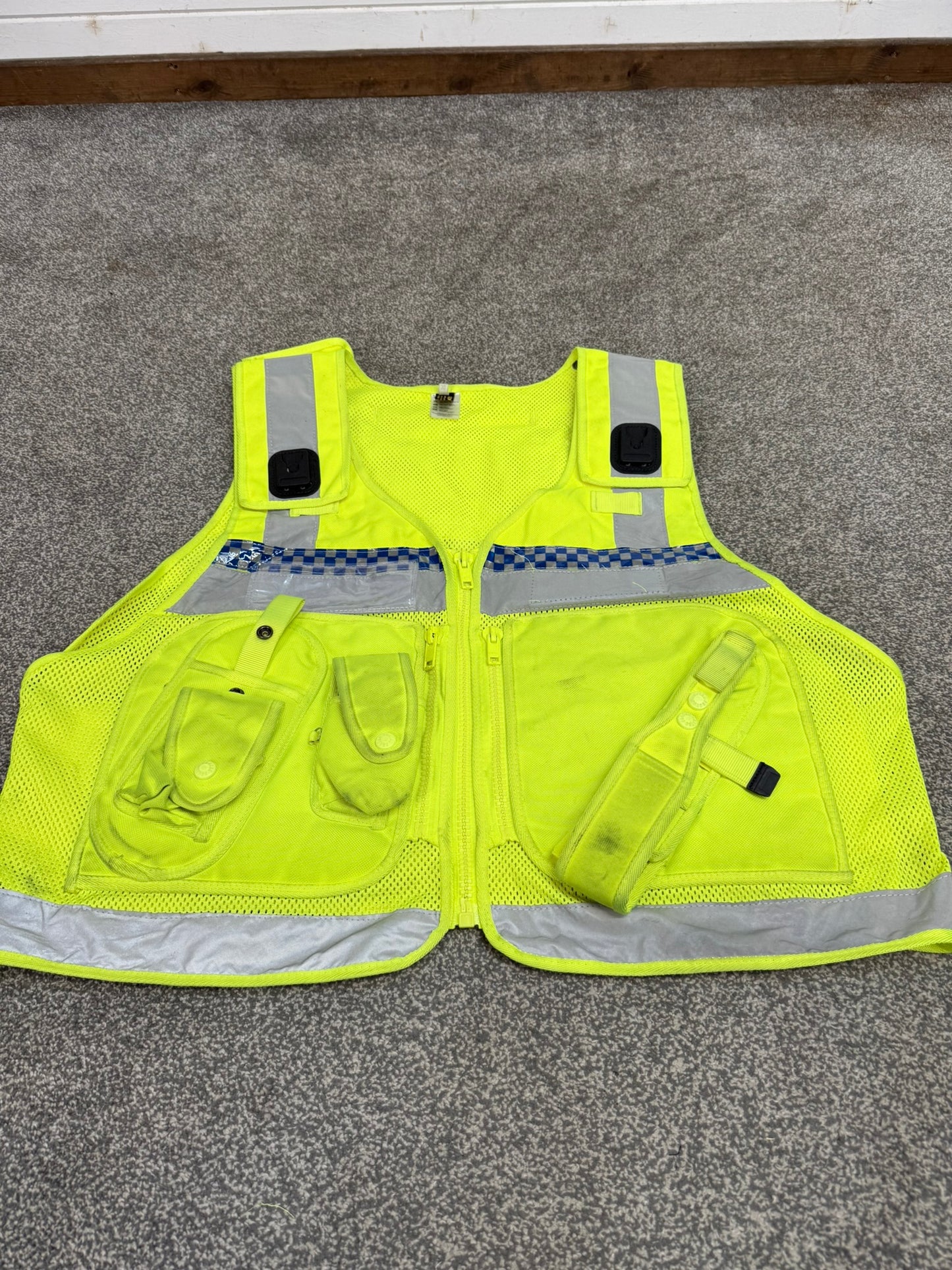 Ex Police Hi-Vis Utility Tac Vest Protec XL Chequered Security Tactical Patrol Vest