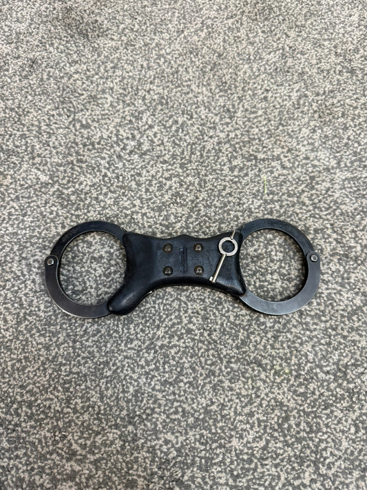 Ex Police Handcuffs Black Quik-Kuf Cuffs With Key Security Collectible Memorabilia Restraint