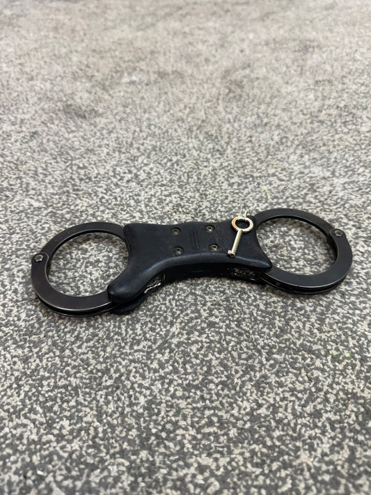 Ex Police Handcuffs Black Quik-Kuf Cuffs With Key Security Collectible Memorabilia Restraint