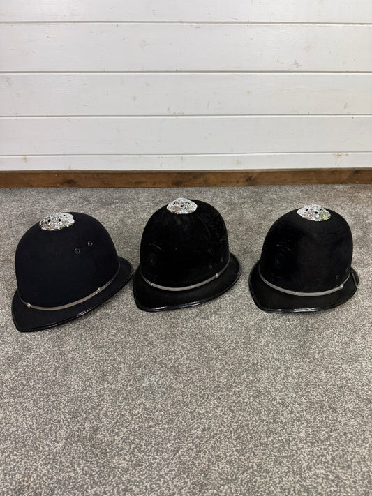 3x Ex Police Rose Top Custodian Bobby Helmet Job Lot Film Display Theatre