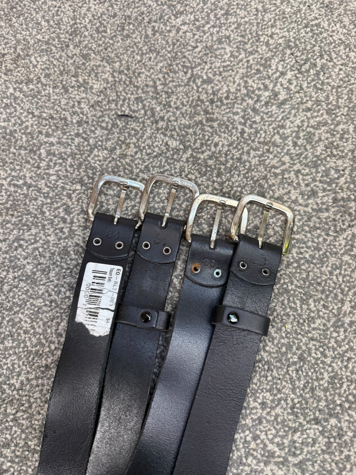 4x Ex Police Black Leather Belt Job Lot 34" 36" Patrol Security Trouser Belts