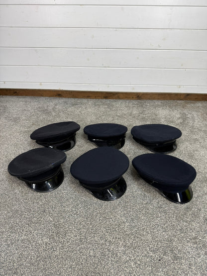 6x Ex Police Peak Cap Job Lot Theatre Headwear Uniform Film Prop Lot