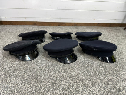 6x Ex Police Peak Cap Job Lot Theatre Headwear Uniform Film Prop Lot