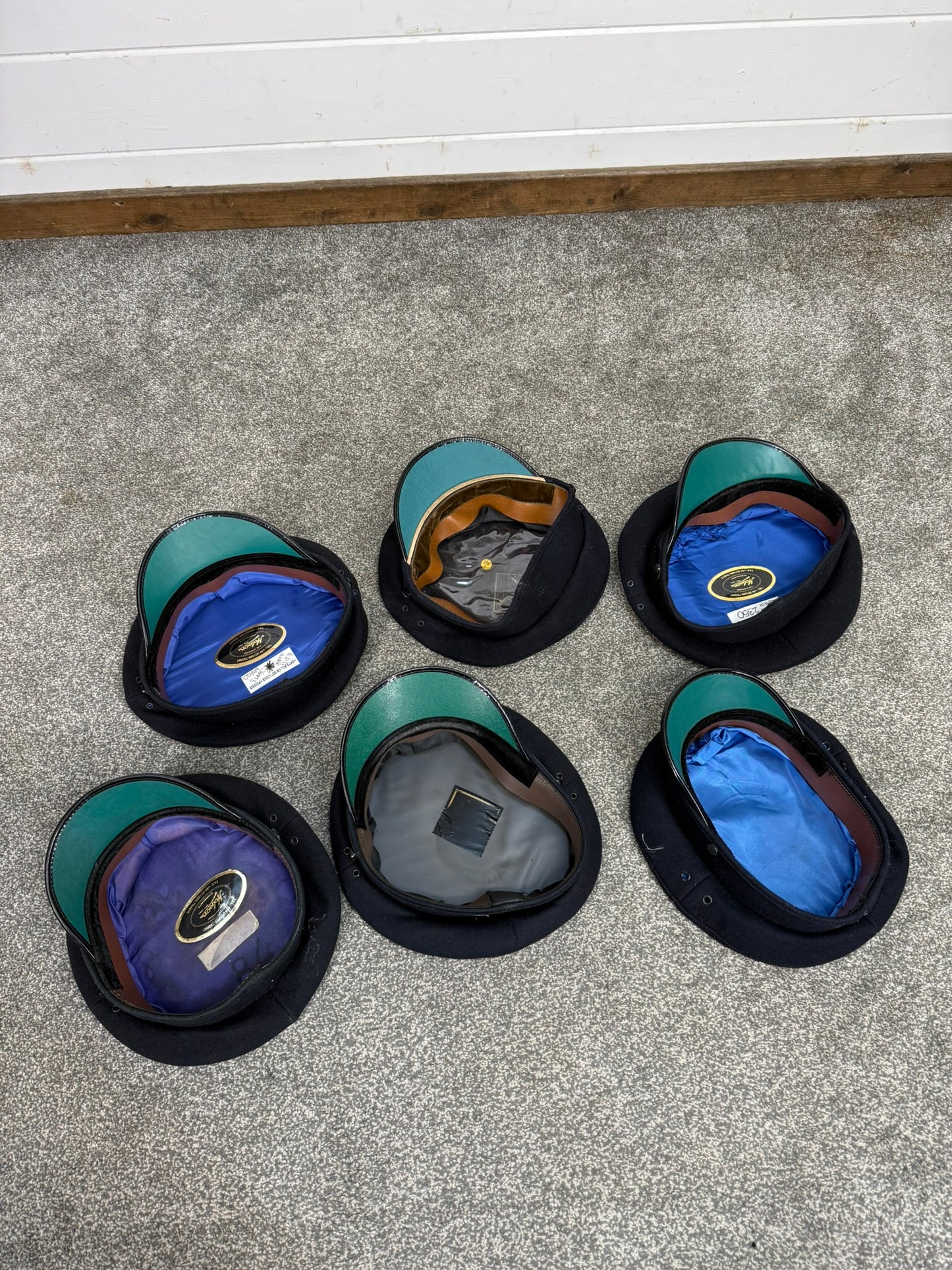 6x Ex Police Peak Cap Job Lot Theatre Headwear Uniform Film Prop Lot