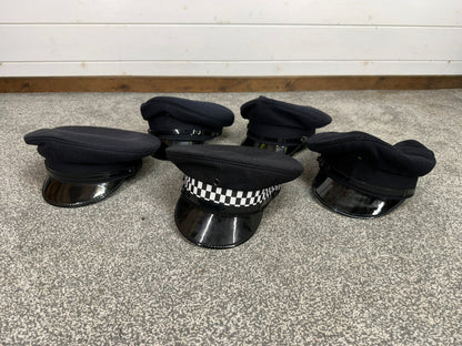 5x Ex Police Peak Cap Job Lot Theatre Headwear Uniform Film Prop Lot