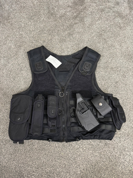 Safariland Black Molle Vest Taser Holster & Pouches Tactical Utility Security Vest XL